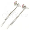 Rhodium Plated Long Earring, Flower Design, with Light Rose Swarovski Crystals, Polished, Rhodium Finish, 02.239.0022.1