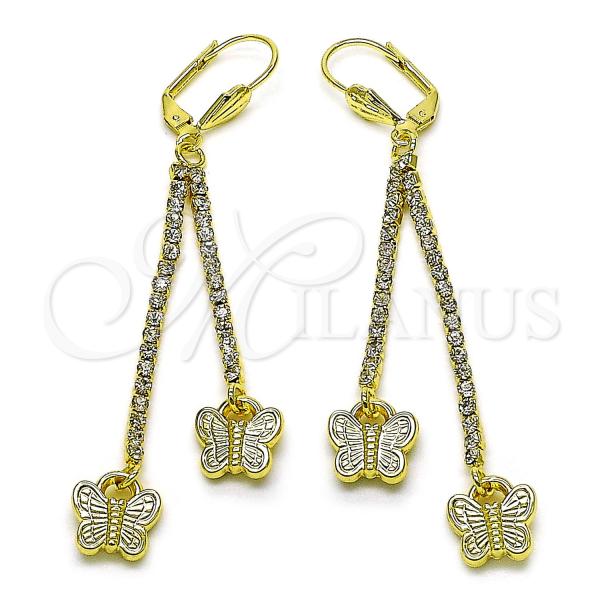 Oro Laminado Long Earring, Gold Filled Style Butterfly Design, with  Cubic Zirconia, Golden Finish, 5.099.009