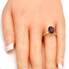 Oro Laminado Multi Stone Ring, Gold Filled Style with Amethyst Cubic Zirconia, Polished, Golden Finish, 01.239.0004.7 (One size fits all)