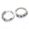 Rhodium Plated Huggie Hoop, with Sapphire Blue and White Cubic Zirconia, Polished, Rhodium Finish, 02.210.0105.8.25