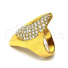 Oro Laminado Multi Stone Ring, Gold Filled Style Cluster Design, with White Crystal, Polished, Golden Finish, 01.118.0019.09 (Size 9)