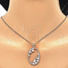 Oro Laminado Pendant Necklace, Gold Filled Style Teardrop Design, with Rose Water Opal Cubic Zirconia and White Crystal, Polished, Golden Finish, 04.156.0184.1.20