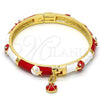Oro Laminado Individual Bangle, Gold Filled Style Ladybug Design, with White Crystal, Red Enamel Finish, Golden Finish, 07.254.0003.1.03 (06 MM Thickness, Size 3 - 2.00 Diameter)