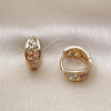 Oro Laminado Huggie Hoop, Gold Filled Style Leaf Design, Polished, Tricolor, 02.196.0224.14