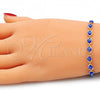 Oro Laminado Fancy Bracelet, Gold Filled Style Evil Eye Design, Blue Resin Finish, Golden Finish, 03.63.2212.2.07