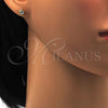 Stainless Steel Stud Earring, with White Crystal, Polished, Golden Finish, 02.271.0002