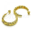 Oro Laminado Stud Earring, Gold Filled Style with White Micro Pave, Polished, Golden Finish, 02.195.0154