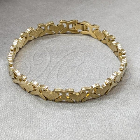 Stainless Steel Fancy Bracelet, Heart Design, Polished, Golden Finish, 03.63.22126.08