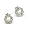 Sterling Silver Stud Earring, with White Micro Pave, Polished, Rhodium Finish, 02.175.0058