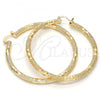 Oro Laminado Large Hoop, Gold Filled Style Hollow Design, Diamond Cutting Finish, Golden Finish, 02.170.0125.60