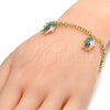 Oro Laminado Charm Bracelet, Gold Filled Style Fish and Rolo Design, Multicolor Enamel Finish, Golden Finish, 03.63.1360.07