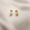 Oro Laminado Stud Earring, Gold Filled Style with Ivory Pearl, Polished, Golden Finish, 02.379.0048