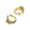 Oro Laminado Earcuff Earring, Gold Filled Style Butterfly Design, with White Micro Pave, Polished, Golden Finish, 02.213.0376