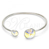 Rhodium Plated Individual Bangle, with Aurore Boreale Swarovski Crystals, Polished, Rhodium Finish, 07.239.0003.4 (03 MM Thickness, One size fits all)