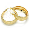 Oro Laminado Medium Hoop, Gold Filled Style Flower Design, Polished, Golden Finish, 02.106.0002.30