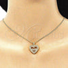 Oro Laminado Pendant Necklace, Gold Filled Style Heart Design, with Garnet Micro Pave, Polished, Golden Finish, 04.156.0031.2.20