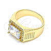 Oro Laminado Mens Ring, Gold Filled Style with White Cubic Zirconia and White Micro Pave, Polished, Golden Finish, 01.266.0045.11