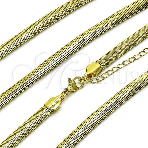 Oro Laminado Basic Necklace, Gold Filled Style Rat Tail Design, Polished, Golden Finish, 04.341.0135.18