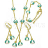 Oro Laminado Earring and Pendant Children Set, Gold Filled Style Ladybug Design, with White Crystal, Multicolor Enamel Finish, Golden Finish, 06.60.0005