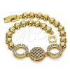 Oro Laminado Fancy Bracelet, Gold Filled Style with White Micro Pave, Polished, Golden Finish, 03.283.0252.07