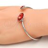 Rhodium Plated Individual Bangle, with Padparadscha Swarovski Crystals, Polished, Rhodium Finish, 07.239.0003.8 (03 MM Thickness, One size fits all)