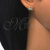 Oro Laminado Stud Earring, Gold Filled Style Elephant Design, with White Cubic Zirconia, Polished, Golden Finish, 02.156.0277