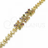 Oro Laminado Fancy Bracelet, Gold Filled Style with Multicolor Cubic Zirconia, Polished, Golden Finish, 03.316.0006.1.07