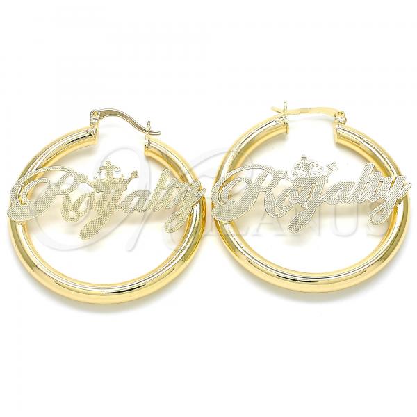 Oro Laminado Medium Hoop, Gold Filled Style Nameplate Design, Polished, Golden Finish, 02.63.2645.40