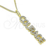 Oro Laminado Pendant Necklace, Gold Filled Style with White Micro Pave, Polished, Golden Finish, 04.313.0023.20