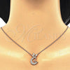 Sterling Silver Pendant Necklace, Moon Design, with White Cubic Zirconia, Polished, Rose Gold Finish, 04.336.0019.1.16