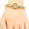 Oro Laminado Fancy Bracelet, Gold Filled Style Greek Key Design, Polished, Golden Finish, 03.179.0026.08