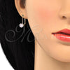 Oro Laminado Leverback Earring, Gold Filled Style with Pink Cubic Zirconia, Polished, Golden Finish, 5.128.093