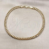 Oro Laminado Basic Anklet, Gold Filled Style Miami Cuban Design, Polished, Golden Finish, 5.223.012.10