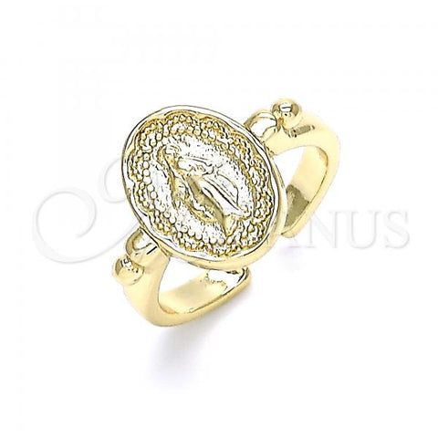 Oro Laminado Multi Stone Ring, Gold Filled Style Virgen Maria Design, Polished, Golden Finish, 01.213.0010
