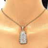 Oro Laminado Religious Pendant, Gold Filled Style Guadalupe Design, Diamond Cutting Finish, Tricolor, 05.351.0076