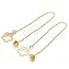 Oro Laminado Threader Earring, Gold Filled Style Flower Design, Polished, Golden Finish, 02.65.2511