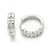 Sterling Silver Huggie Hoop, with White Cubic Zirconia, Polished, Rhodium Finish, 02.332.0009.15