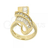 Oro Laminado Multi Stone Ring, Gold Filled Style with White Cubic Zirconia, Polished, Golden Finish, 5.054.012.08 (Size 8)