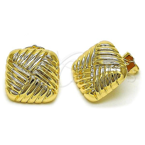 Oro Laminado Stud Earring, Gold Filled Style Chunky Design, Polished, Golden Finish, 02.163.0346