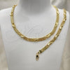 Oro Laminado Necklace and Bracelet, Gold Filled Style Dolphin Design, with White Crystal, Polished, Golden Finish, 06.185.0011