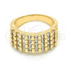 Oro Laminado Multi Stone Ring, Gold Filled Style with White Cubic Zirconia, Polished, Golden Finish, 01.210.0064.08 (Size 8)