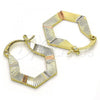 Oro Laminado Small Hoop, Gold Filled Style Diamond Cutting Finish, Tricolor, 02.102.0056.25