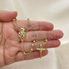 Oro Laminado Thin Rosary, Gold Filled Style Jesus and Crucifix Design, Polished, Golden Finish, 09.213.0032.24