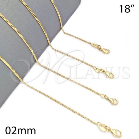 Oro Laminado Basic Necklace, Gold Filled Style Miami Cuban Design, Golden Finish, 04.09.0177.18