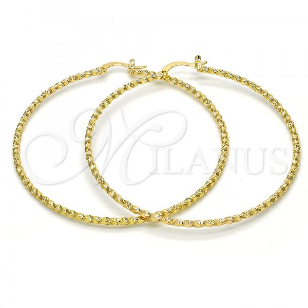 Oro Laminado Large Hoop, Gold Filled Style Diamond Cutting Finish, Golden Finish, 02.168.0038.60