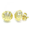 Oro Laminado Stud Earring, Gold Filled Style Diamond Cutting Finish, Golden Finish, 02.100.0124.2