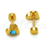 Stainless Steel Stud Earring, Heart Design, with Aqua Blue Crystal, Polished, Golden Finish, 02.271.0004.3