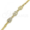 Oro Laminado Fancy Bracelet, Gold Filled Style Owl Design, Polished, Golden Finish, 03.63.1892.08
