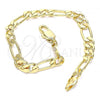 Oro Laminado Basic Bracelet, Gold Filled Style Figaro Design, Polished, Golden Finish, 04.63.1412.07