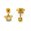 Stainless Steel Stud Earring, Star Design, with White Crystal, Polished, Golden Finish, 02.271.0016